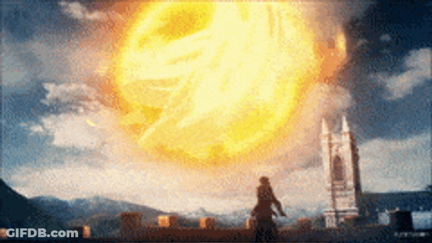Anime Big Sky Explosion Scene GIF