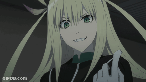 Anime Blonde Green Eyes White Gloves Middle Finger GIF