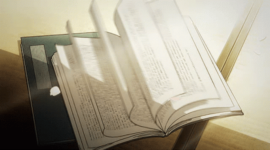 Anime Book Flipped By The Wind GIF