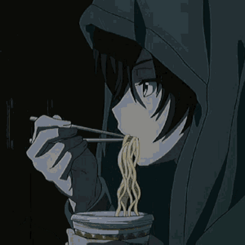 Anime Boy Eating Noodles GIF