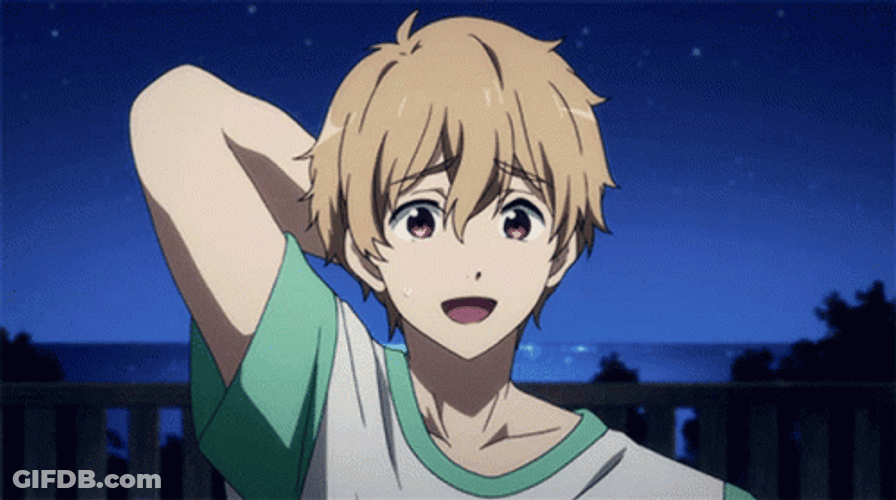 Anime Boy Embarrassed Smile GIF