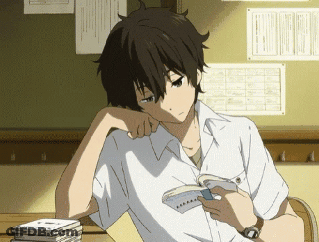 Anime Boy Reading Book GIF