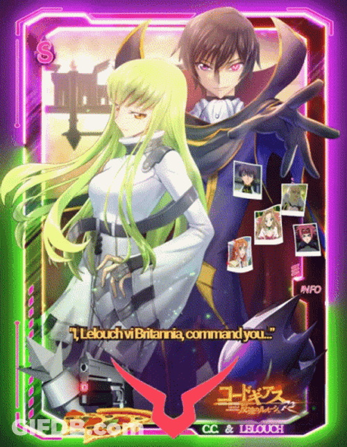 Anime C.C And Lelouch Lamperouge Card GIF