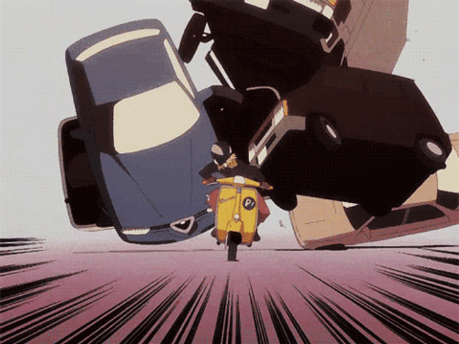Anime Car Crashing Rolling On The Road GIF
