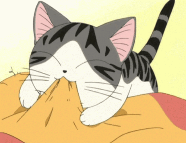 Anime Cat Chi Yamada Playing Blanket GIF