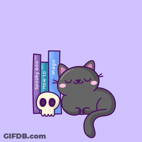 Anime Cat Fall Asleep While Reading GIF
