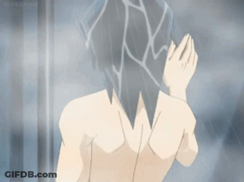 Anime Character Taking Shower GIF