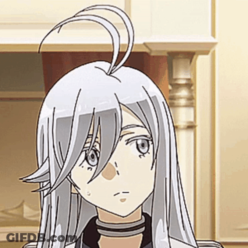 Anime Character With Long White Hair Close Up GIF