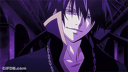 Anime Character With Purple Hair And Chain GIF