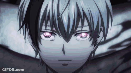 Anime Character With Red Eyes Close Up GIF