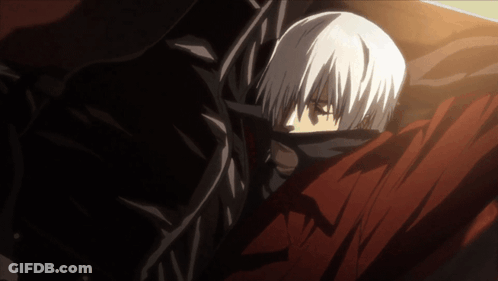 Anime Character With White Hair And Red Cape GIF