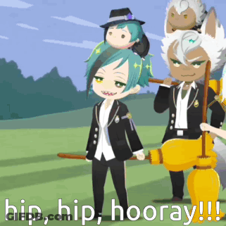 Anime Characters Celebrating Hip Hip Hooray GIF