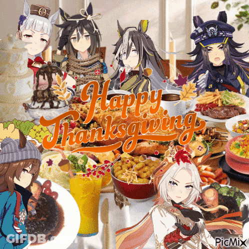 Anime Characters Celebrating Thanksgiving GIF