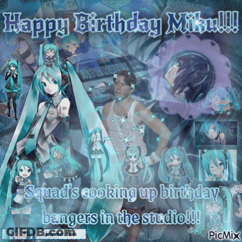 Anime Characters Collage Happy Birthday Miku GIF