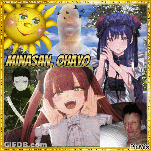 Anime Characters Collage Minasan Ohayo GIF