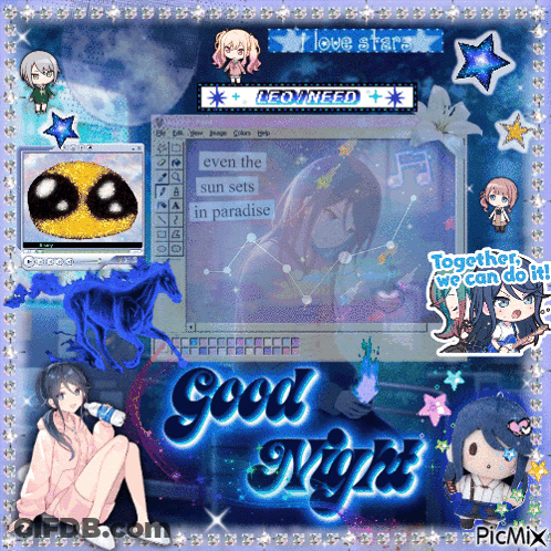 Anime Characters Collage Saying Good Night GIF