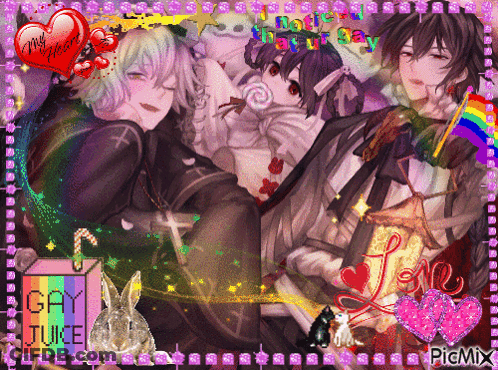 Anime Characters Collage With Gay Juice Box GIF