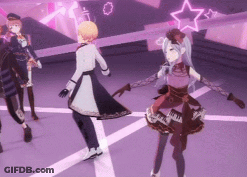 Anime Characters Dancing On Stage GIF