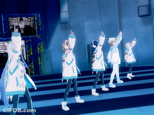Anime Characters Dancing On Stage GIF