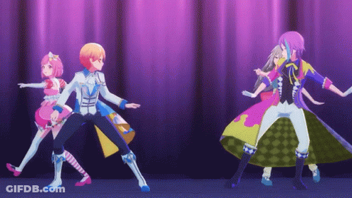 Anime Characters Dancing On Stage GIF