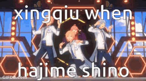 Anime Characters Dancing On Stage Xing Qiu When Hajime Shino GIF