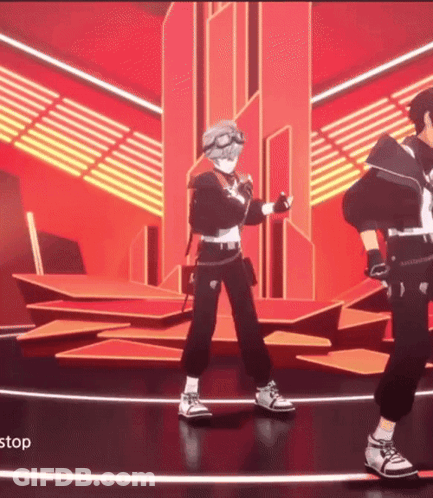 Anime Characters Dancing With Stop Sign GIF