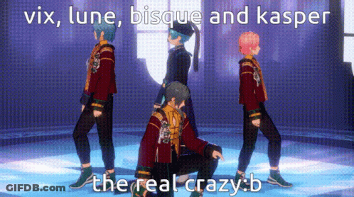 Anime Characters Dancing With Vix Lune Bisque And Kasper GIF