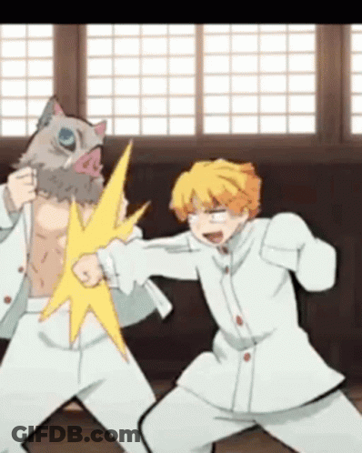 Anime Characters Fighting In Room With Window GIF