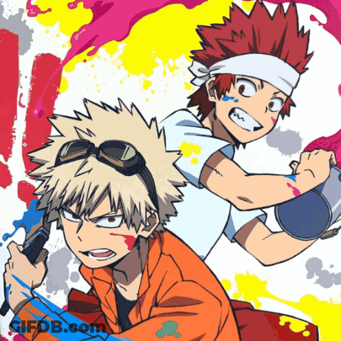 Anime Characters Holding Paint Cans GIF