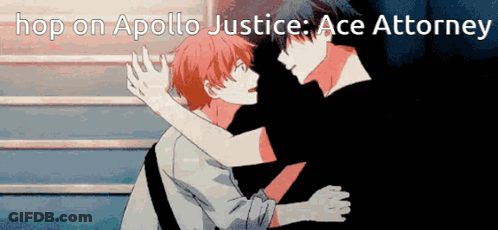 Anime Characters Hugging Hop On Apollo Justice Ace Attorney GIF