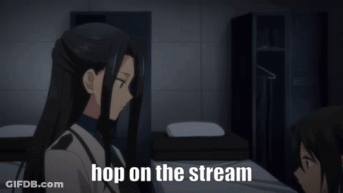 Anime Characters Hugging Hop On The Stream GIF