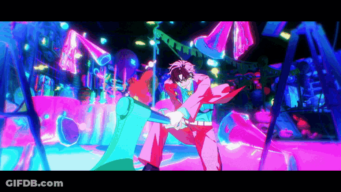 Anime Characters In Neon Room GIF