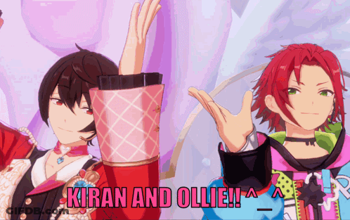 Anime Characters Kiran And Ollie Standing Together GIF