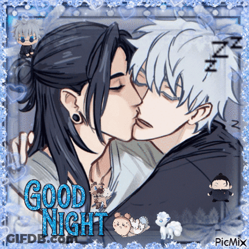 Anime Characters Kissing Good Night GIF
