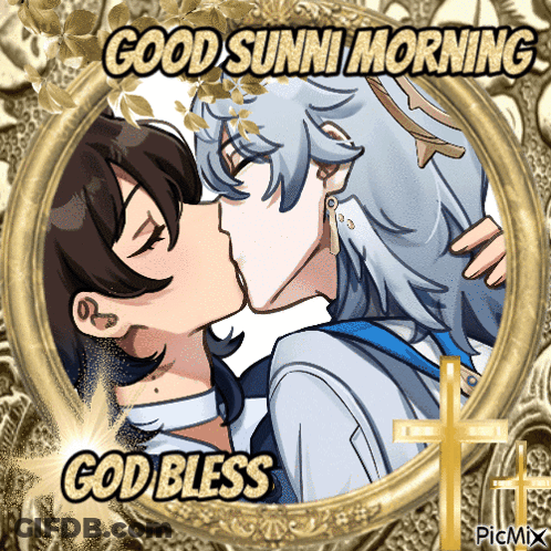 Anime Characters Kissing Good Sunny Morning GIF