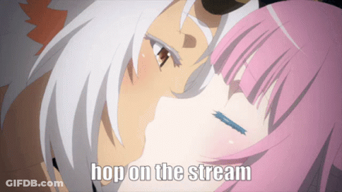 Anime Characters Kissing Hop On The Stream GIF