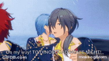 Anime Characters Kissing On My Way To Dinosquad Movie Night GIF