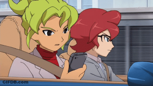 Anime Characters Looking At Cell Phone GIF