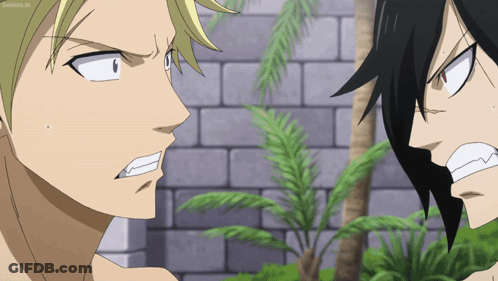 Anime Characters Looking At Each Other GIF