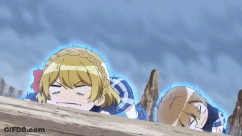Anime Characters Lying With Blue Glow GIF