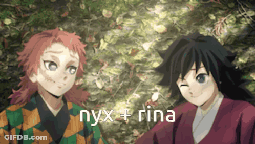 Anime Characters Nyx + Rina Standing Together GIF