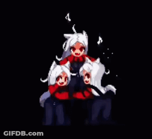 Anime Characters Pixel Art On Black Background GIF