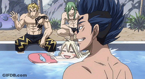 Anime Characters Playing In Pool GIF