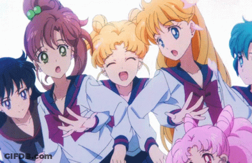 Anime Characters Posing Together GIF