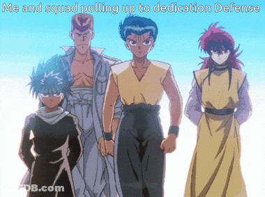 Anime Characters Pulling Up To Dedication Defense GIF