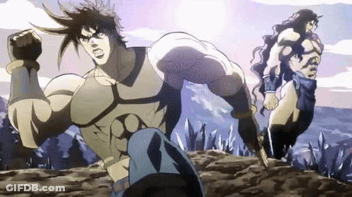 Anime Characters Running On Hill GIF