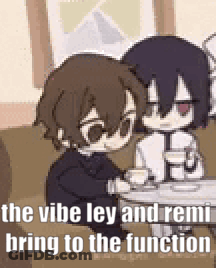 Anime Characters Sitting At Table GIF