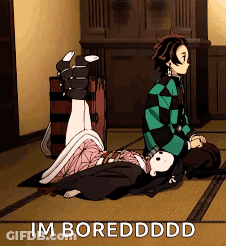 Anime Characters Sitting With Im Boredddd GIF