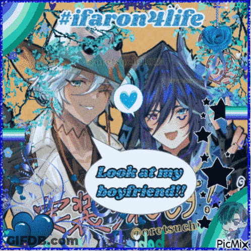 Anime Characters Speech Bubble Look At My Boyfriend GIF
