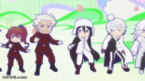 Anime Characters Standing In A Line GIF